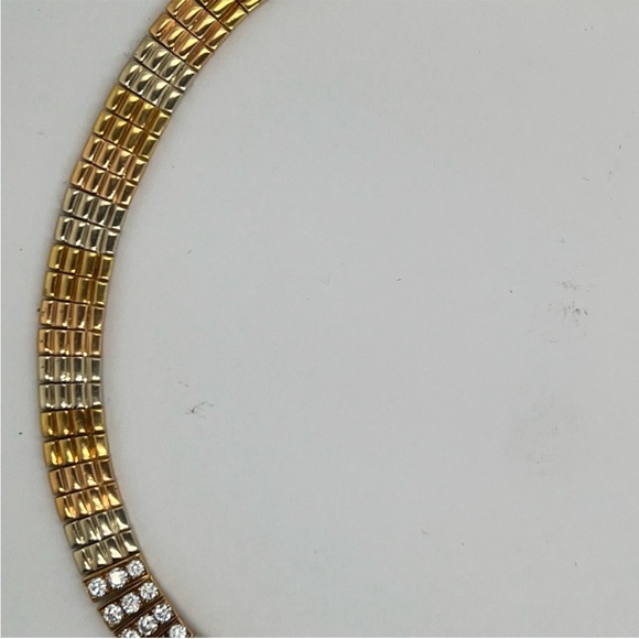 Vintage Van Cleef Tri Color Choker with Diamonds Made in France - Picture 2 of 10